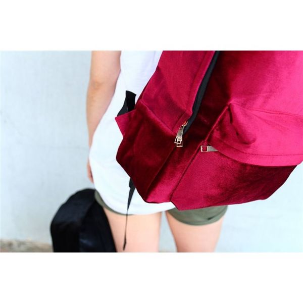 Plecak Aksamitny Velvet Bordo zdjęcie 2