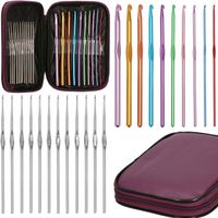 Zestaw do szydełkowania 22 szt. i etui szydełka z aluminium i stali nierdzewnej