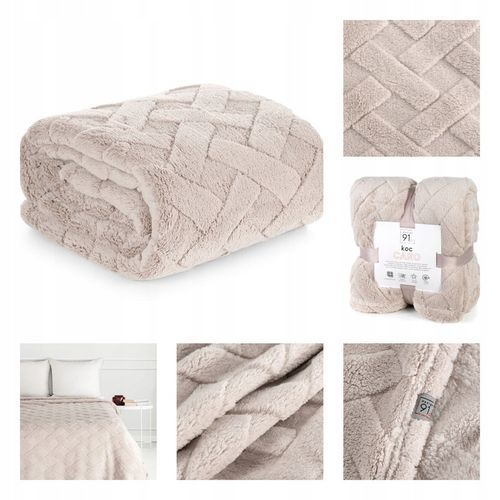 MIĘKKI KOC PLED GRUBY PUSZYSTY TŁOCZONY 200x220 NARZUTA NA ŁÓŻKO KANAPĘ na Arena.pl