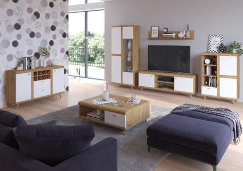 Meblościanka zestaw mebli do salonu biały połysk meble do salonu na Arena.pl