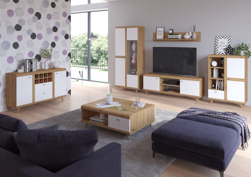 Meblościanka zestaw mebli do salonu biały połysk meble do salonu zdjęcie 3