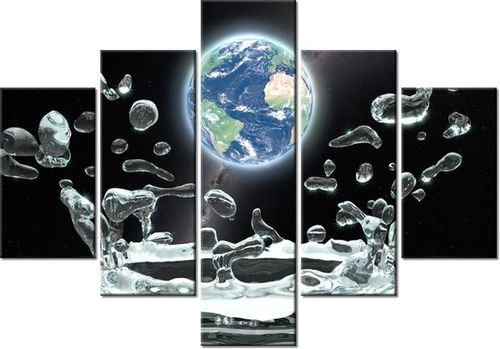 70 100CM OBRAZ 5 ELEM ŚWIATOWY PLUSK DRUK PŁÓTNO na Arena.pl