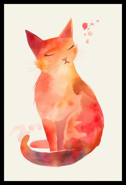 Plakat 30x45cm Akwarelowy Kot zdjęcie 2