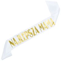 Biała szarfa Najlepsza Mama