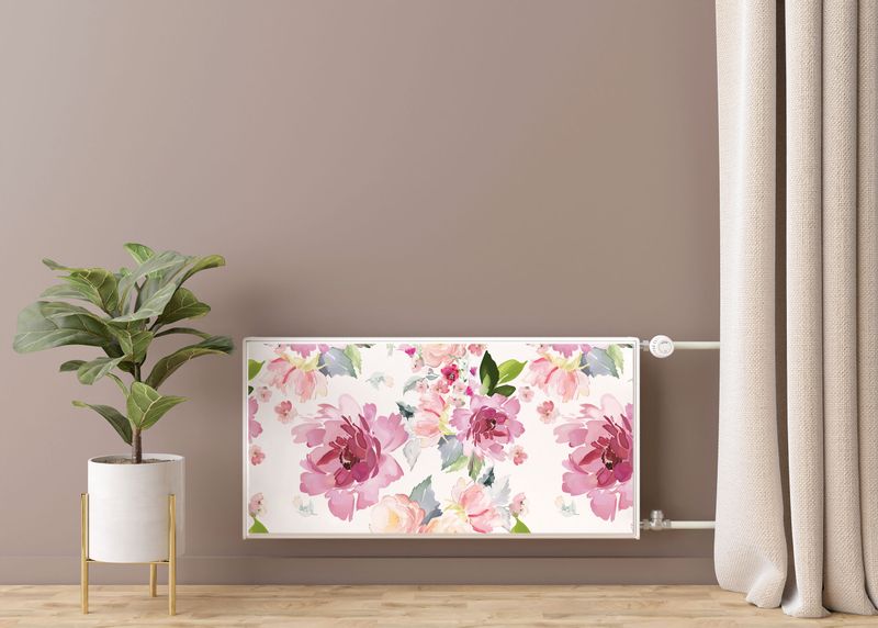 Mata MAGNETYCZNA Na Kaloryfer Akwarelowe Kwiaty Liście 80cm x 60cm zdjęcie 7