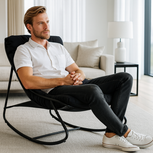 fotel bujany na biegunach ogrodowy do salonu tarasowy bujak na Arena.pl