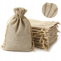 WORKI JUTOWE 15x20 WORECZKI LNIANE ZE SZNURKIEM BRĄZOWE WOREK JUTA