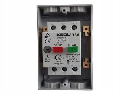 Wyłącznik włącznik silnika termiczny RB6 6,3-10 A w obudowie KEDU na Arena.pl