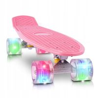 FISZKA DESKOROLKA DLA DZIECI ŚWIECĄCE KOŁA LED 56CM RGB RÓŻOWA NA