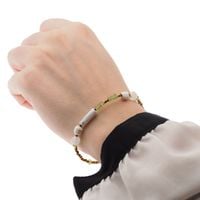 Bransoletka - Kamień Księżycowy, Hematyt, Perydot, Howlit i srebro złocone