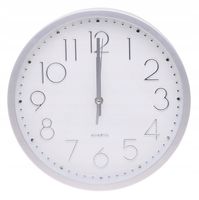 ZEGAR ŚCIENNY 29cm Cichy Płynna Praca DUŻE Cyfry SREBRNY A5910