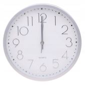 ZEGAR ŚCIENNY 29cm Cichy Płynna Praca DUŻE Cyfry SREBRNY A5910