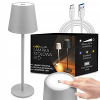 Lampa zewnętrzna Lampka na taras ogródek stół LED USB Bezprzewodowa Szara