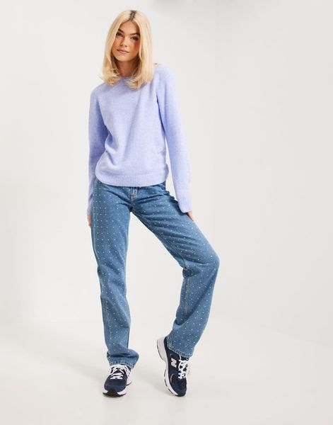 VERO MODA KLASYCZNY FIOLETOWY SWETER Z OKRĄGŁYM DEKOLTEM G4Z NG5__S zdjęcie 4