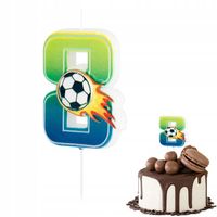 ŚWIECZKA URODZINOWA PIŁKARKS FOOTBALL CYFERKA 8 CYFRA NA IMPREZĘ