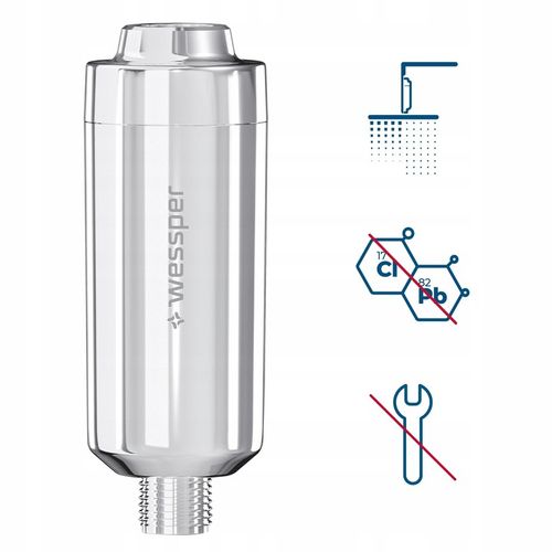 Filtr prysznicowy wkład do twardej wody srebrny chrom bez BPA na Arena.pl