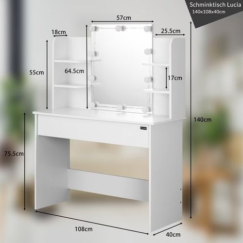 BIAŁA TOALETKA KOSMETYCZNA Z LUSTREM LED na Arena.pl