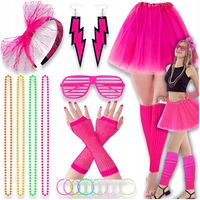 STRÓJ lata 80 90 ZESTAW NEON RETRO ITALO DISCO PRZEBRANIE SPÓDNICA 8w1