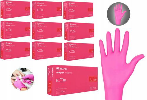 rękawice nitrylowe 100 szt. 9-l nitrylex magenta - 10 szt. na Arena.pl