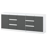 Komoda Biało Szara Nowoczesna 6 Szuflad Agnes 200cm Młodzieżowa Do Sypialni