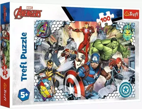 Puzzle dla dzieci z motywem Marvel Sławni Avengers - Trefl 100 elementów na Arena.pl