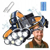 Latarka Czołowa MOCNA 8 LED Akumulatorowa Ładowarka USB Lampka