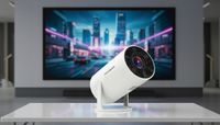 BIAŁY PROJEKTOR LED 4K ANDROID 11.0 WIFI HDMI USB CZTERORDZENIOWY PROCESOR