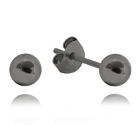MINET Kolczyki srebrne czarne KULKI 5 mm