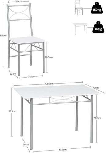 Stół do jadalni z 4 krzesłami, zestaw do jadalni dla 4 osób na Arena.pl