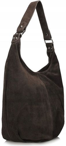 Torebka CZEKOLADOWA zamszowa WOREK Vera Pelle SKÓRA ZAMSZ NATURALNY na Arena.pl