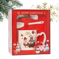 kubek świąteczny - zestaw w pudełku ze spodkiem i łyżeczką 400 ml kb20wz2