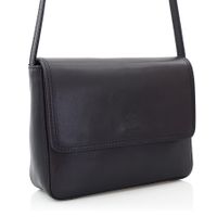 VERA PELLE torebka skórzana listonoszka z klapą i paskiem V109 czarna