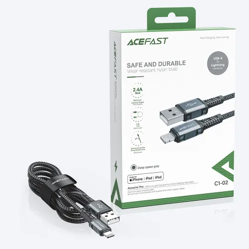 Acefast kabel MFI USB - Lightning 1,2m, 2,4A czarny (C1-02 black) na Arena.pl