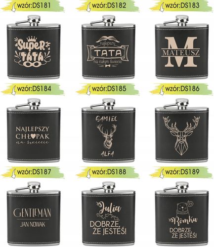 GRAWEROWANA Piersiówka 180 ml prezent NA DZIEŃ KOBIET Z IMIENIEM na Arena.pl