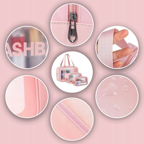 3x KOSMETYCZKA ZESTAW PODRÓŻNA TURYSTYCZNA PZEZROCZYSTA NA ZAMEK na Arena.pl