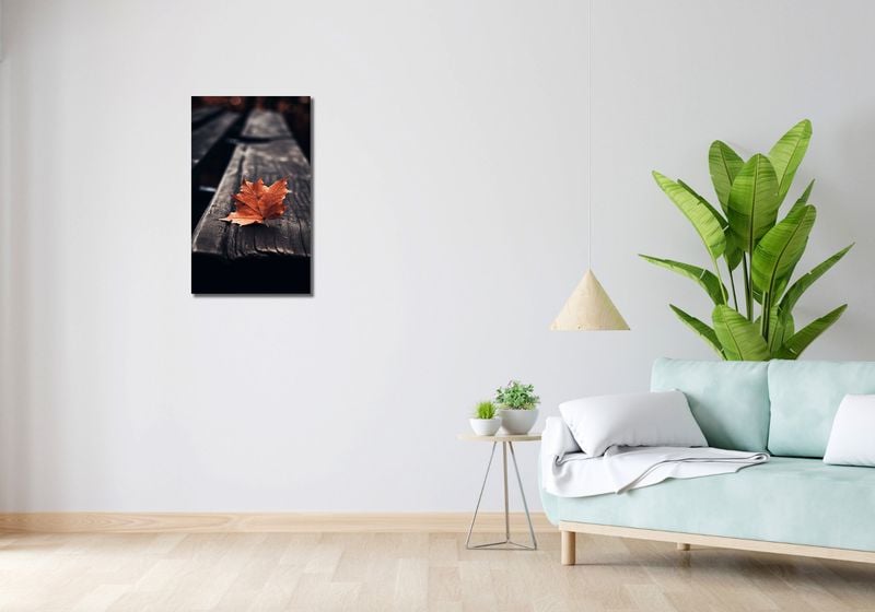 Obraz 40x70cm Pojedynczy Liść zdjęcie 2