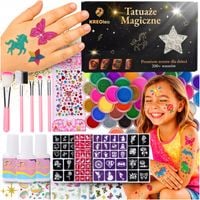 ZESTAW DO ROBIENIA TATUAŻY BROKATOWYCH SZABLONY TATUAŻE BROKATOWE DUŻY