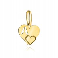 Złota zawieszka wisiorek literka A serce + grawer