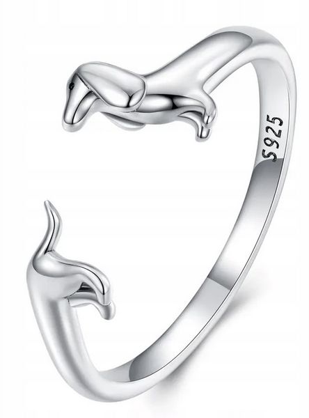 Pierścionek srebrny PIES regulowany s925 +pudełko zdjęcie 6