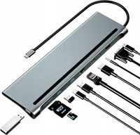 HUB USB-C 11w1 HDMI LAN VGA RJ45 SD STACJA DOKUJĄCA Macbook Pro Air M1 M2