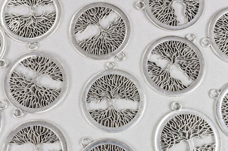 Zawieszka DRZEWO w kole 41mm platyna 1szt. zdjęcie 2
