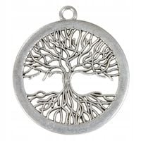 Zawieszka DRZEWO w kole 41mm platyna 1szt.