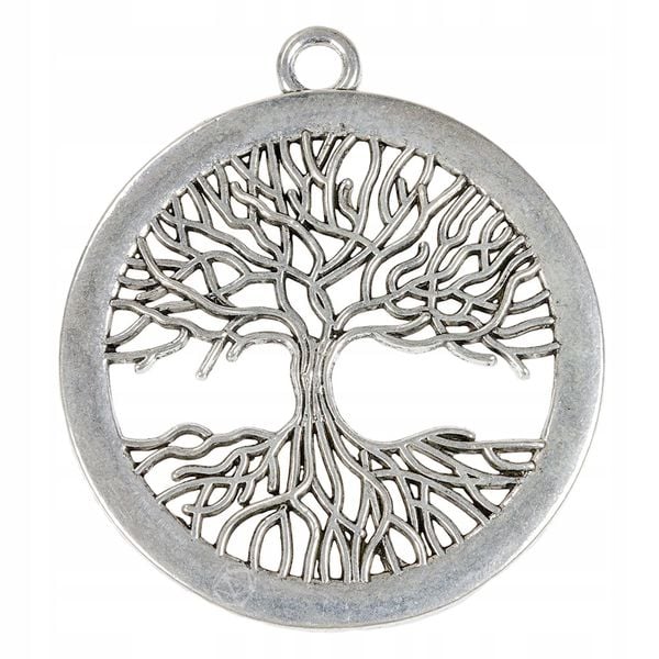 Zawieszka DRZEWO w kole 41mm platyna 1szt. zdjęcie 1