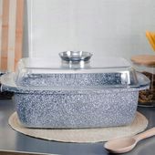 DUŻA BRYTFANNA GĘSIARKA MARMURKOWA CERAMICZNA GARNEK CIĘŻKA NON-STICK AROMA