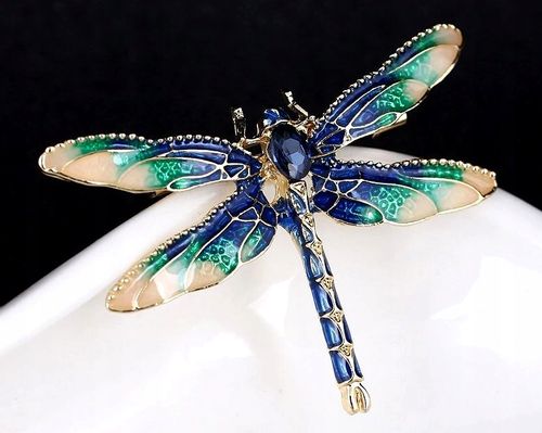 Broszka z cyrkoniami owad WAŻKA pin retro boho  F68_D_Niebieski na Arena.pl