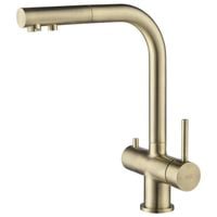 Blue Water Apala Antyczny Mosiądz Trójdrożna bateria kuchenna z wyciąganą wylewką