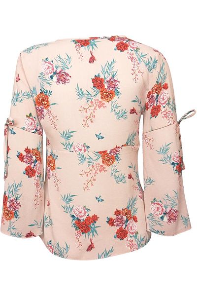 Primark Różowa Wiązana Bluzka w Kwiaty - 38 / M zdjęcie 2