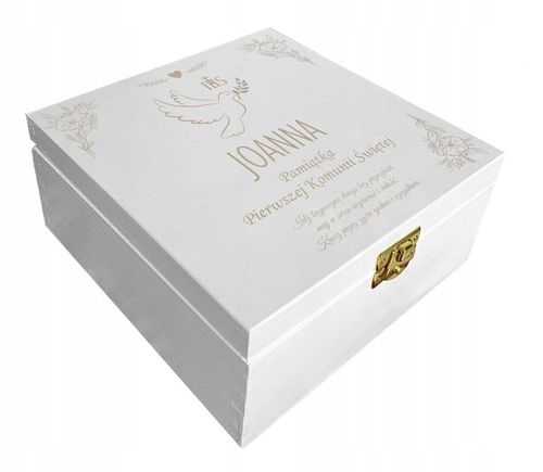 Prezent pudełko komunia białe grawer pamiątka imię Pamiątka Komunijna na Arena.pl