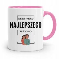Kubek Różowy Dla Tesciowej Wszystkiego Najlepszego Z Nadrukiem Ze Zdjęciem