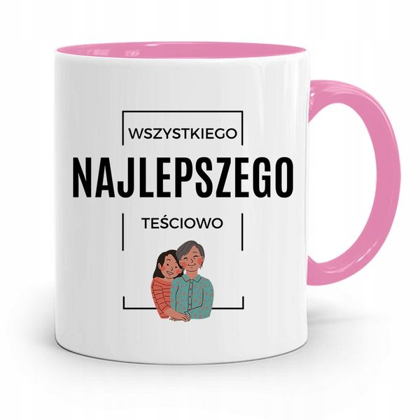 Kubek Różowy Dla Tesciowej Wszystkiego Najlepszego Z Nadrukiem Ze Zdjęciem zdjęcie 1